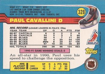 1991-92 Topps #328 Paul Cavallini Back