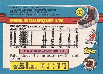 1991-92 Topps #33 Phil Bourque Back