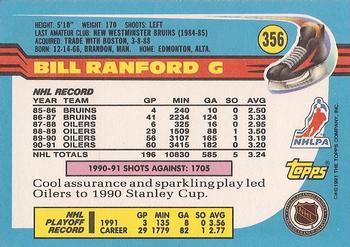 1991-92 Topps #356 Bill Ranford Back