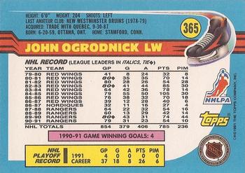 1991-92 Topps #365 John Ogrodnick Back