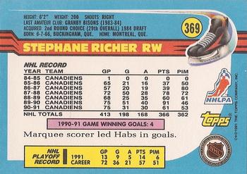 1991-92 Topps #369 Stephane Richer Back