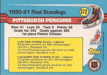 1991-92 Topps #372 Pittsburgh Penguins Back
