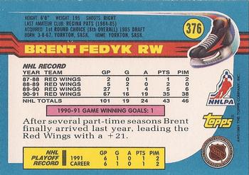 1991-92 Topps #376 Brent Fedyk Back