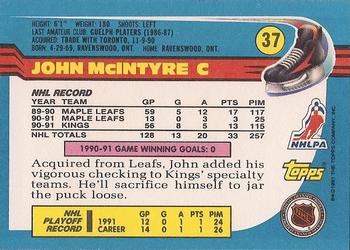 1991-92 Topps #37 John McIntyre Back