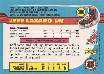 1991-92 Topps #380 Jeff Lazaro Back