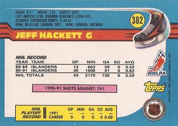 1991-92 Topps #382 Jeff Hackett Back