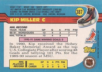 1991-92 Topps #387 Kip Miller Back
