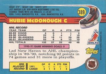 1991-92 Topps #389 Hubie McDonough Back