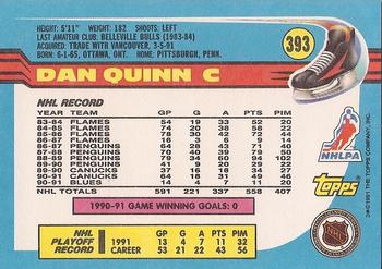 1991-92 Topps #393 Dan Quinn Back
