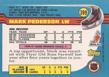 1991-92 Topps #399 Mark Pederson Back