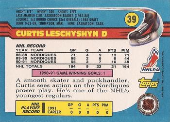 1991-92 Topps #39 Curtis Leschyshyn Back