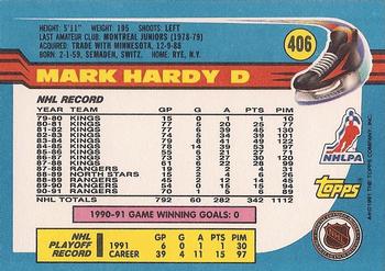 1991-92 Topps #406 Mark Hardy Back