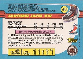 1991-92 Topps #40 Jaromir Jagr Back