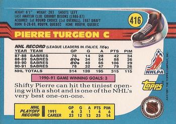 1991-92 Topps #416 Pierre Turgeon Back