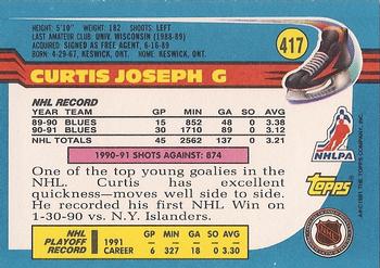 1991-92 Topps #417 Curtis Joseph Back