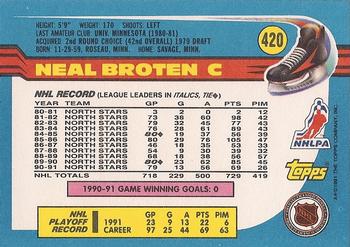 1991-92 Topps #420 Neal Broten Back