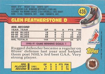 1991-92 Topps #436 Glen Featherstone Back