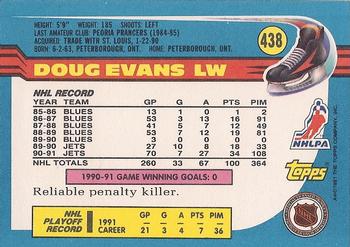 1991-92 Topps #438 Doug Evans Back