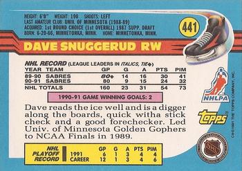 1991-92 Topps #441 Dave Snuggerud Back