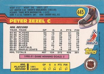 1991-92 Topps #445 Peter Zezel Back