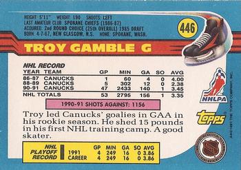 1991-92 Topps #446 Troy Gamble Back