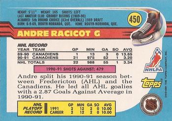 1991-92 Topps #450 Andre Racicot Back