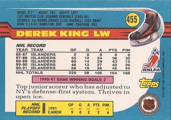 1991-92 Topps #455 Derek King Back