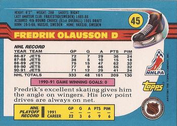 1991-92 Topps #45 Fredrik Olausson Back