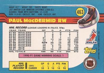 1991-92 Topps #463 Paul MacDermid Back