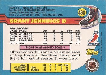 1991-92 Topps #468 Grant Jennings Back