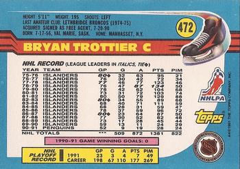 1991-92 Topps #472 Bryan Trottier Back