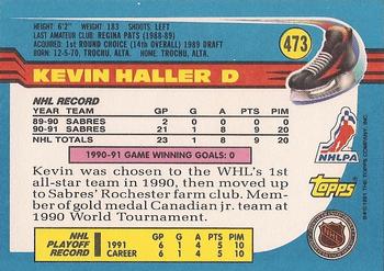 1991-92 Topps #473 Kevin Haller Back