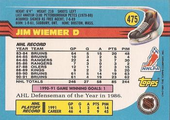 1991-92 Topps #475 Jim Wiemer Back