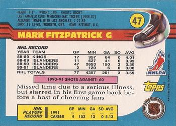 1991-92 Topps #47 Mark Fitzpatrick Back