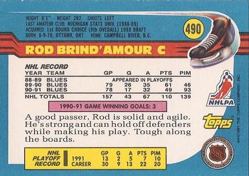 1991-92 Topps #490 Rod Brind'Amour Back
