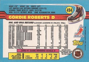 1991-92 Topps #494 Gordie Roberts Back