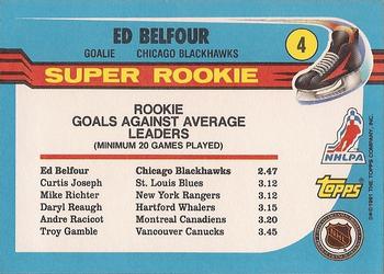 1991-92 Topps #4 Ed Belfour Back