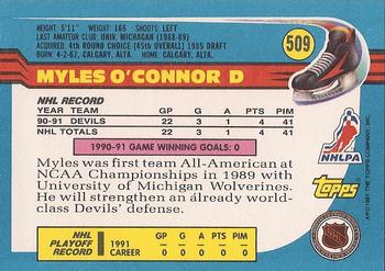 1991-92 Topps #509 Myles O'Connor Back