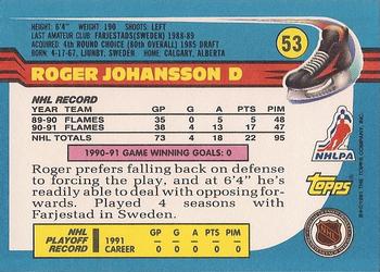 1991-92 Topps #53 Roger Johansson Back