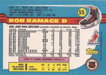 1991-92 Topps #55 Rob Ramage Back
