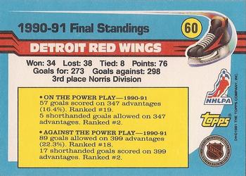 1991-92 Topps #60 Detroit Red Wings Back