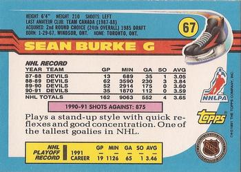 1991-92 Topps #67 Sean Burke Back