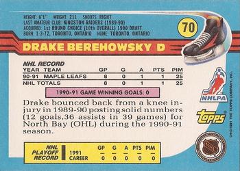 1991-92 Topps #70 Drake Berehowsky Back