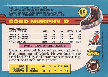 1991-92 Topps #89 Gord Murphy Back