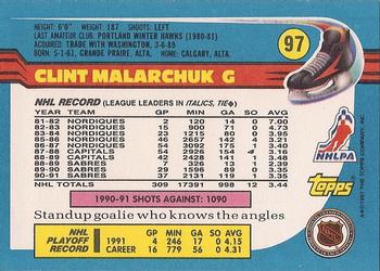 1991-92 Topps #97 Clint Malarchuk Back