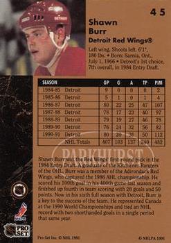 1991-92 Parkhurst #45 Shawn Burr Back