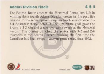 1991-92 Parkhurst #455 Boston Wins Adams Division Back