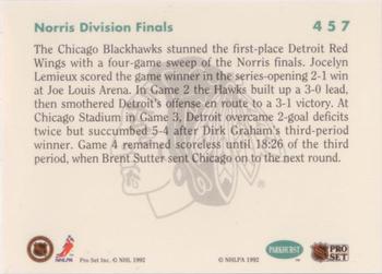 1991-92 Parkhurst #457 Chicago Wins Norris Division Back