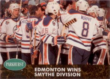1991-92 Parkhurst #458 Edmonton Wins Smythe Divison Front