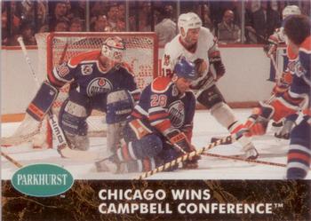 1991-92 Parkhurst #460 Chicago Wins Campbell Conference Front